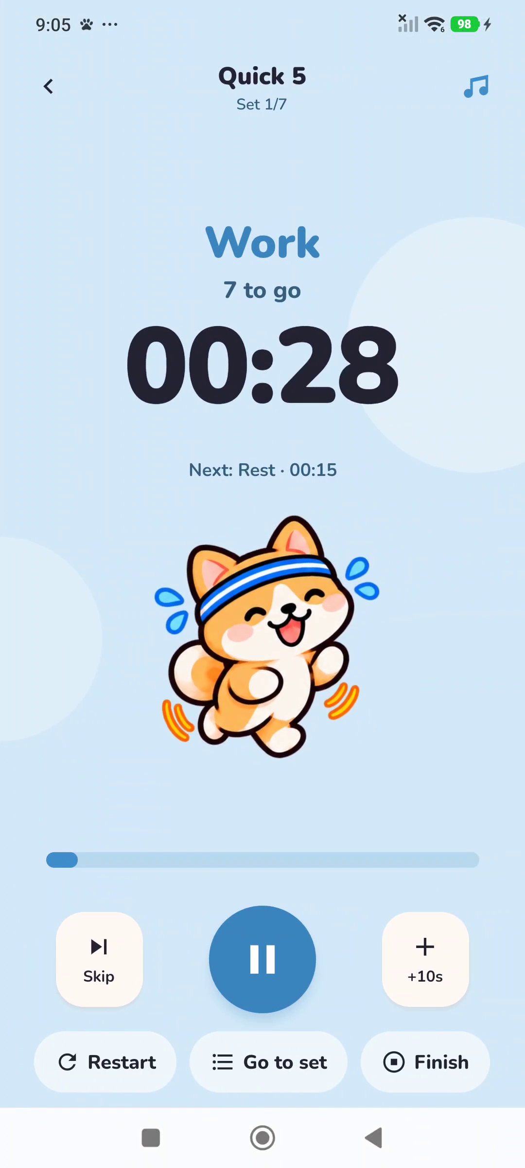 PawTempo's interval workout timer with work and rest cues